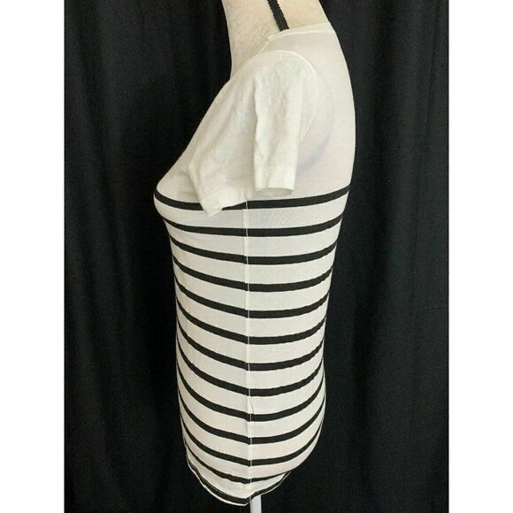 Zara WB Womens Black White Striped Star Print Short Sleeve Top T Shirt Small - Picture 3 of 7